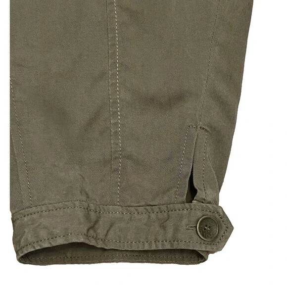 EILEEN FISHER Olive Green Tencel Pants Button Hem Relaxed Cropped Utility Size M - Picture 4 of 6